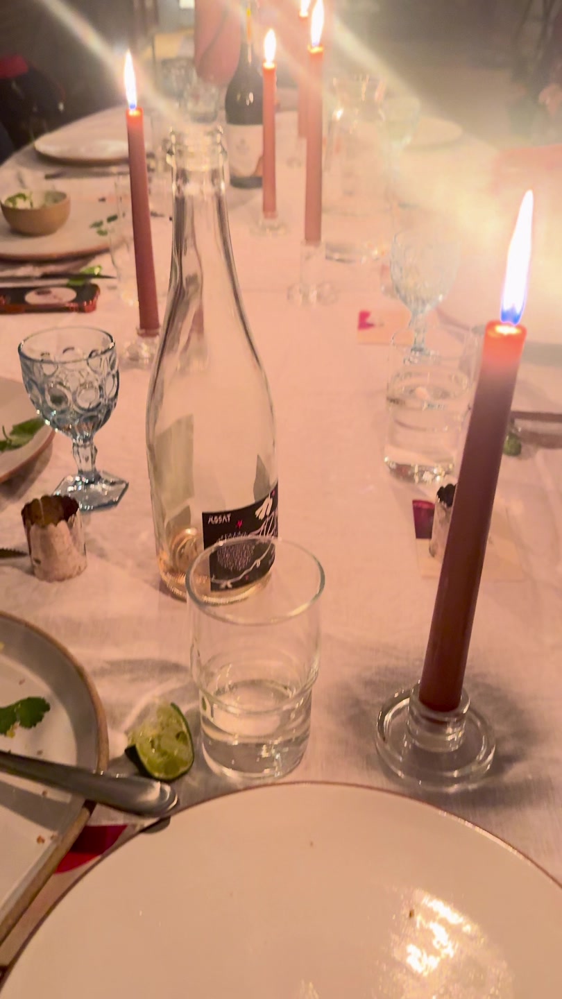 Candles and glassware on the Power dinner table