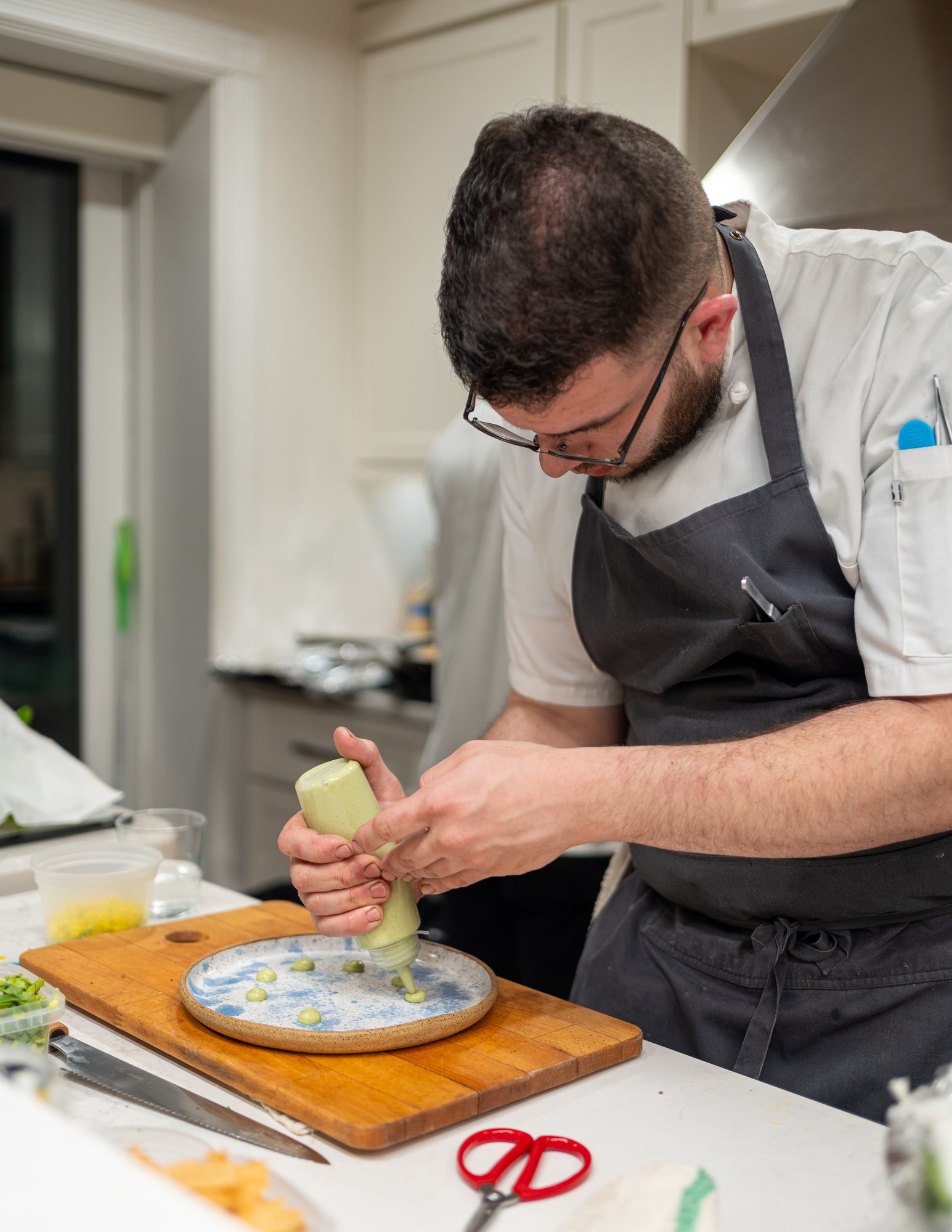 Preparing a dish in the kitchen