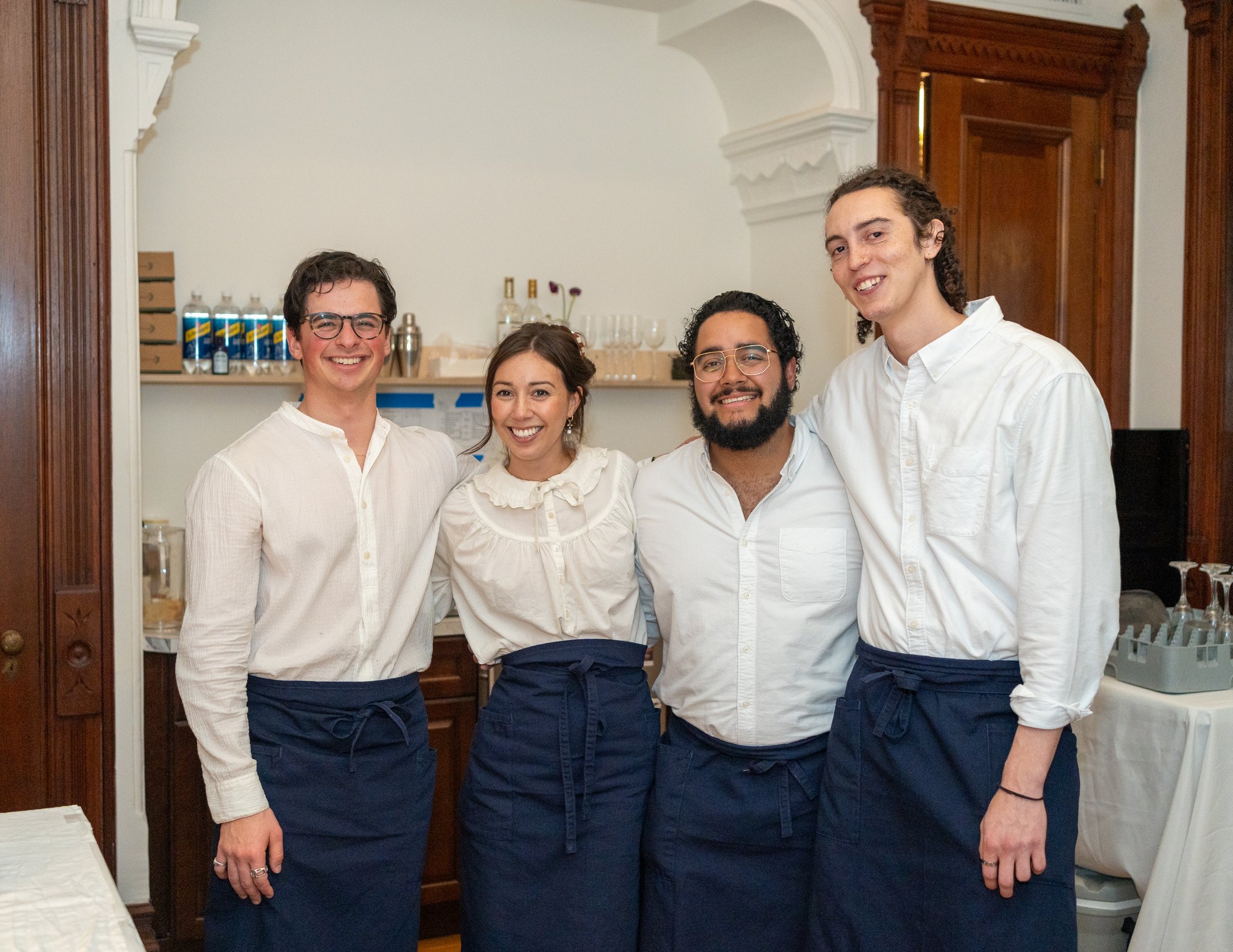 The kitchen team together before dinner