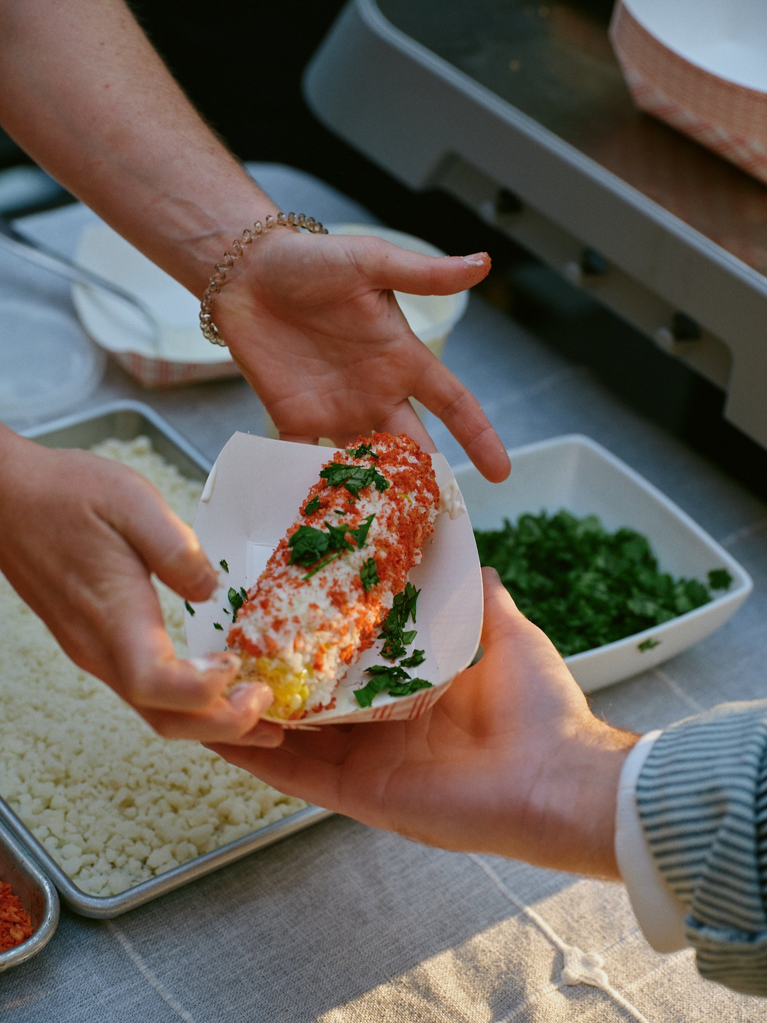 Serving a freshly prepared roll