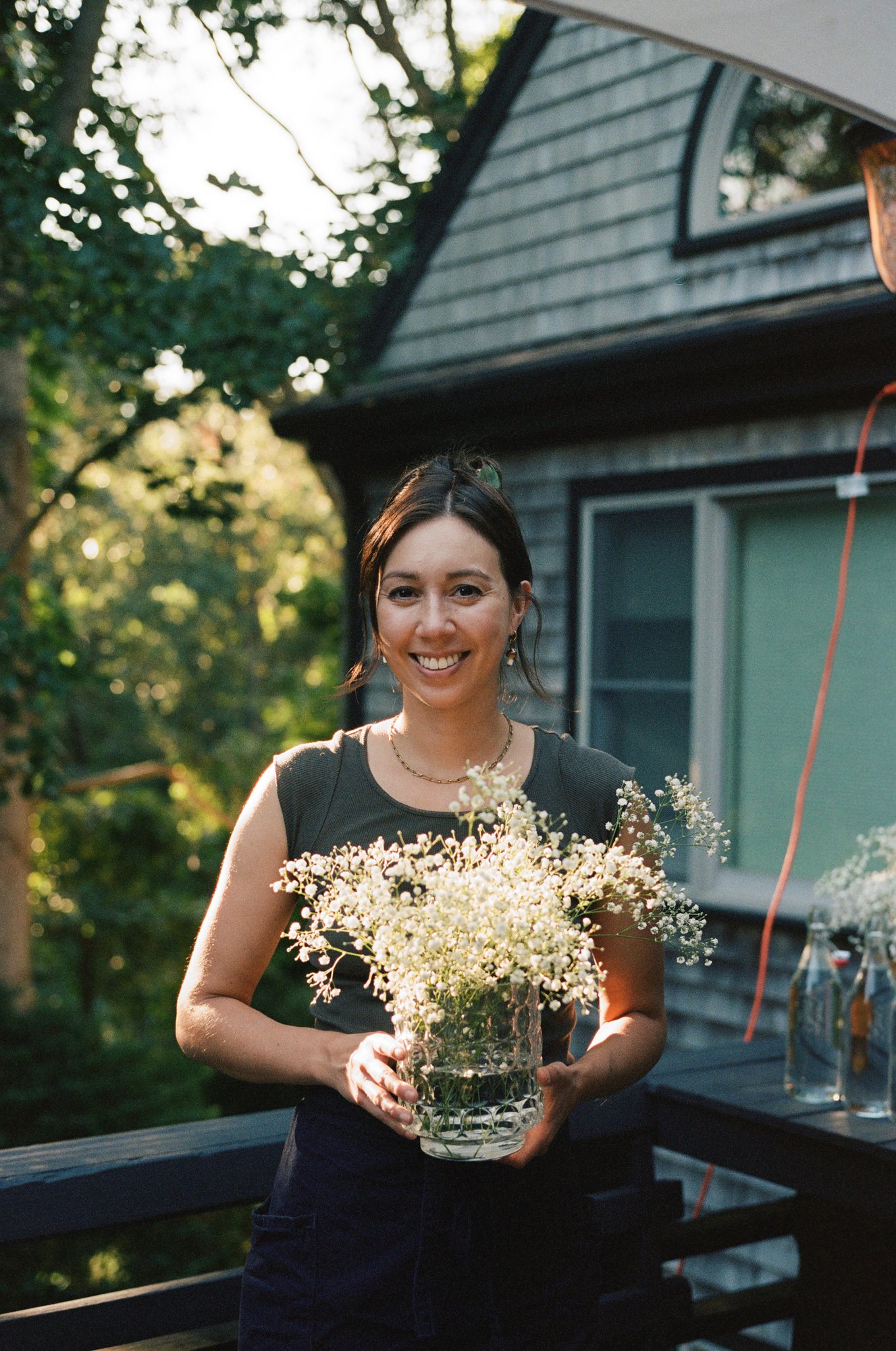 Flowers being arranged for the table