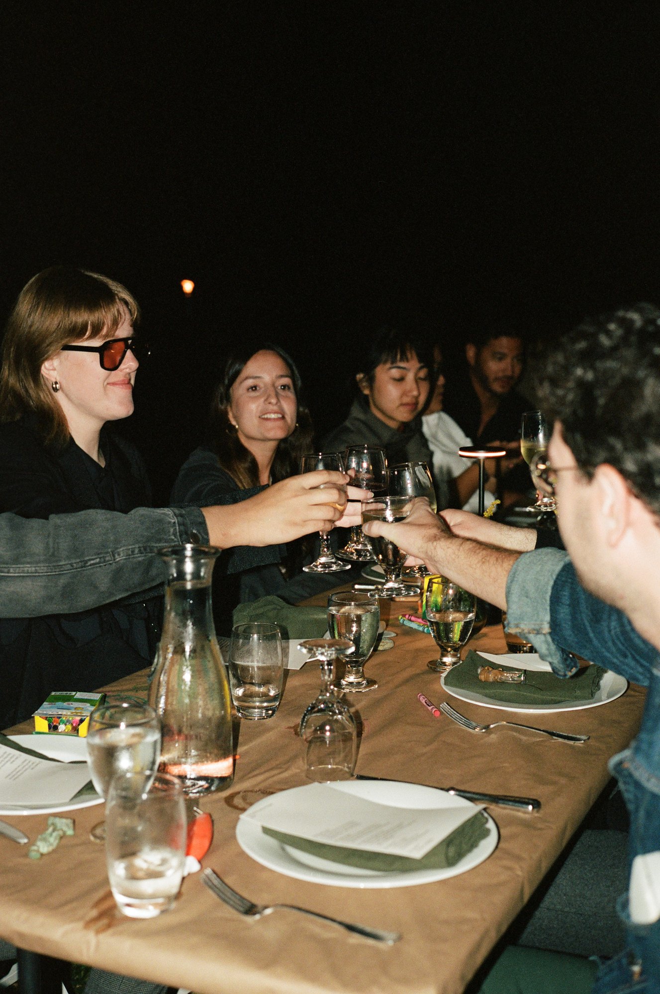 A toast around the outdoor dinner table