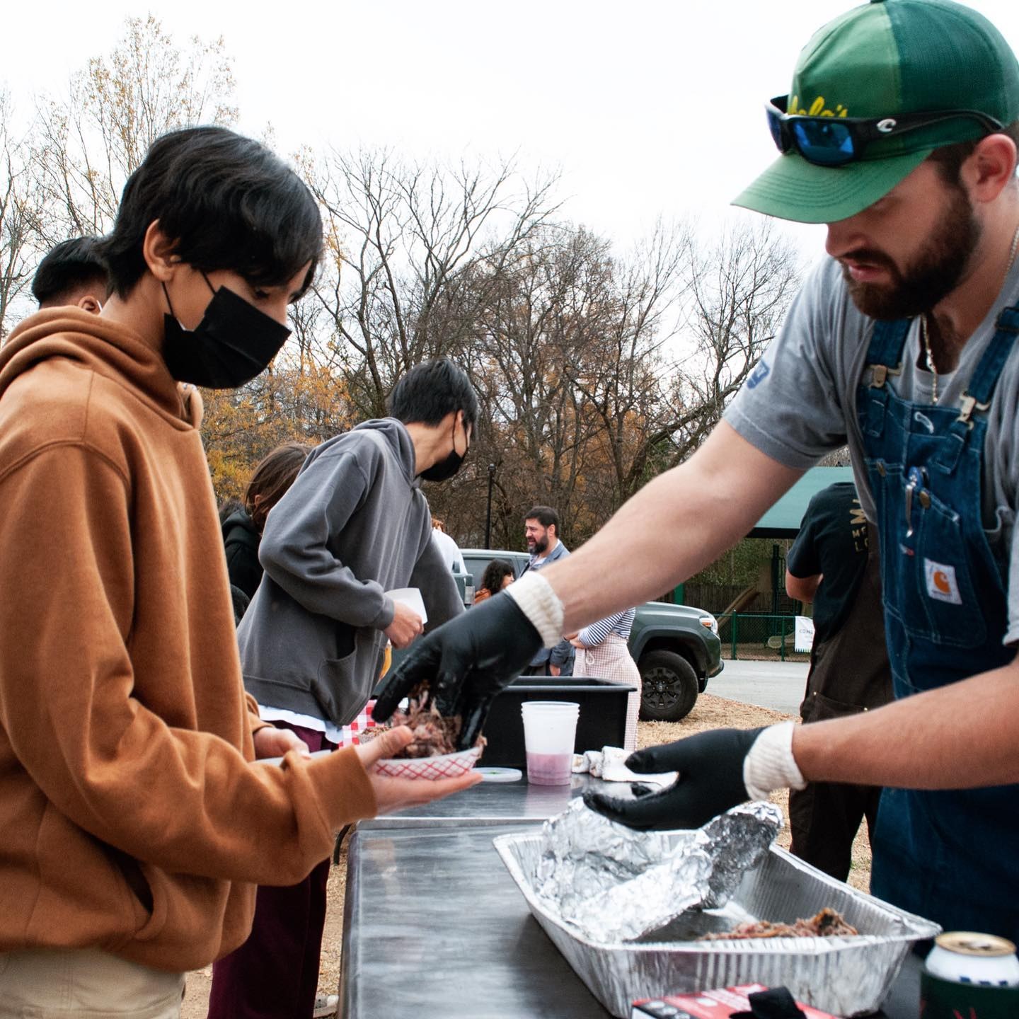 Barbecue being served at the Carrboro food festival
