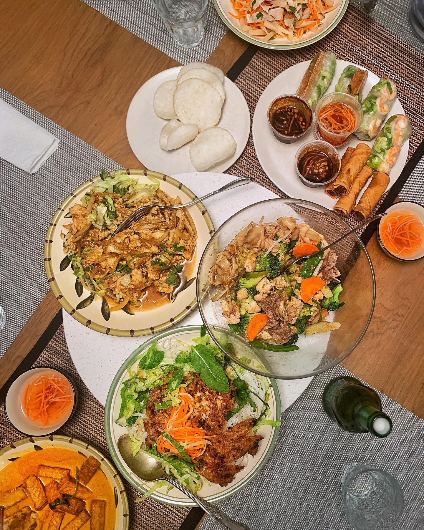 A table full of Vietnamese dishes from Lang Van in Charlotte