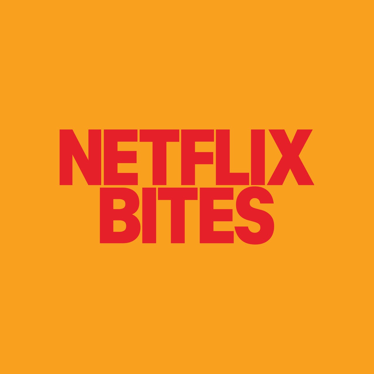 Netflix Bites wordmark in red on an orange background