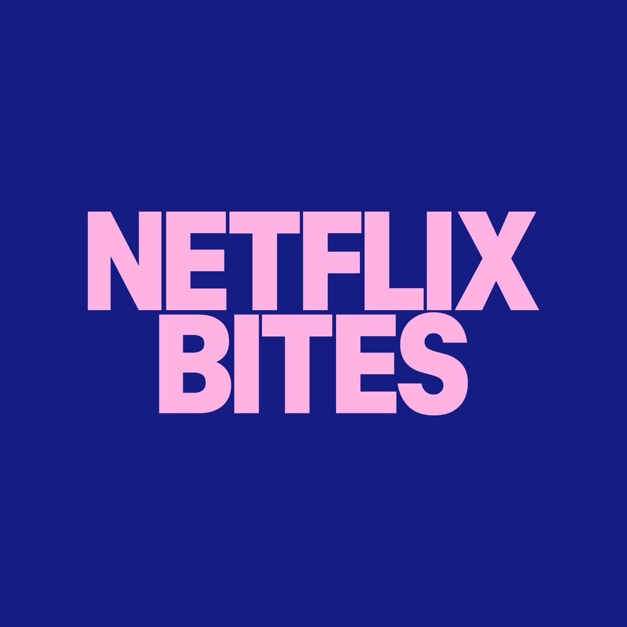 Netflix Bites wordmark in pink on a blue background