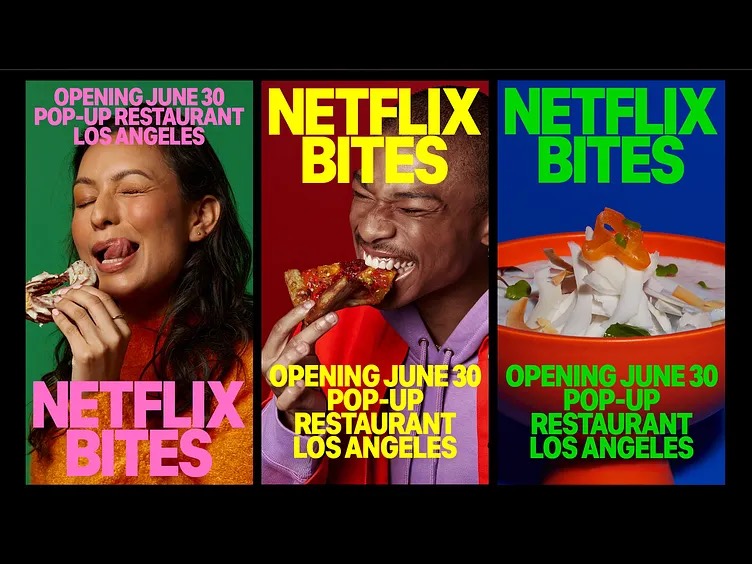 Netflix Bites launch posters featuring guests and food