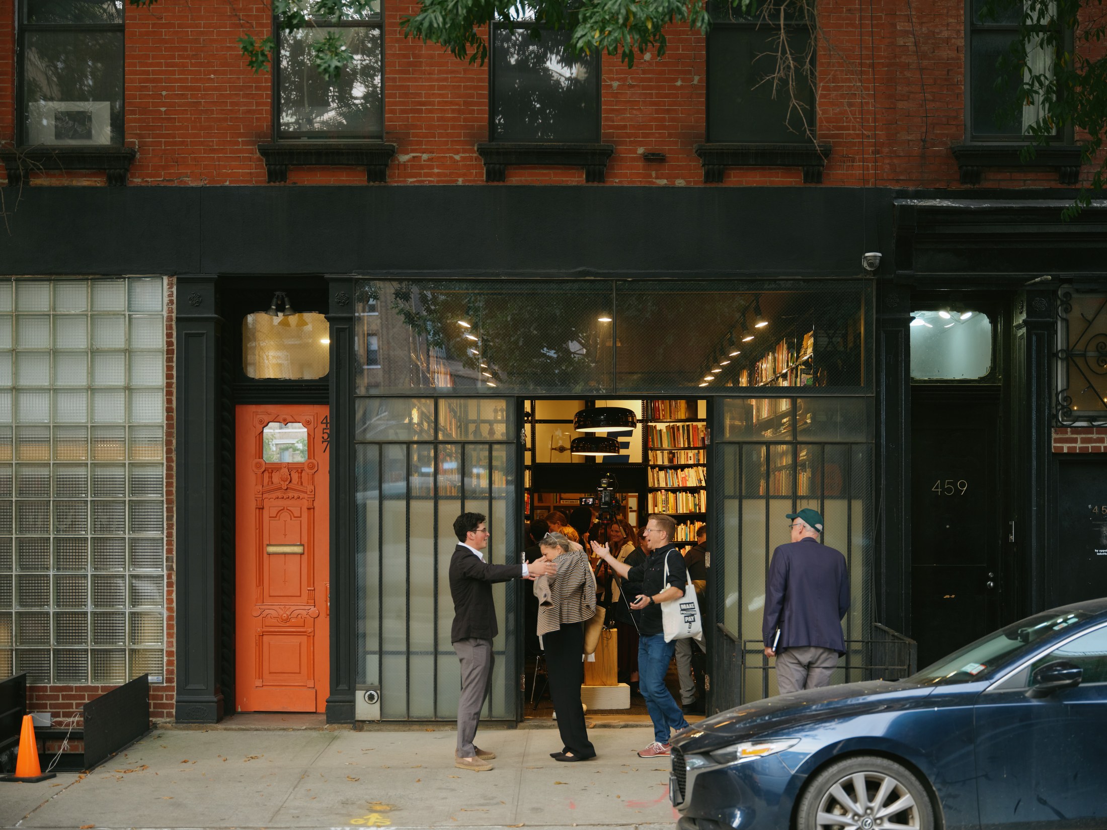 Guests gathering outside the salon