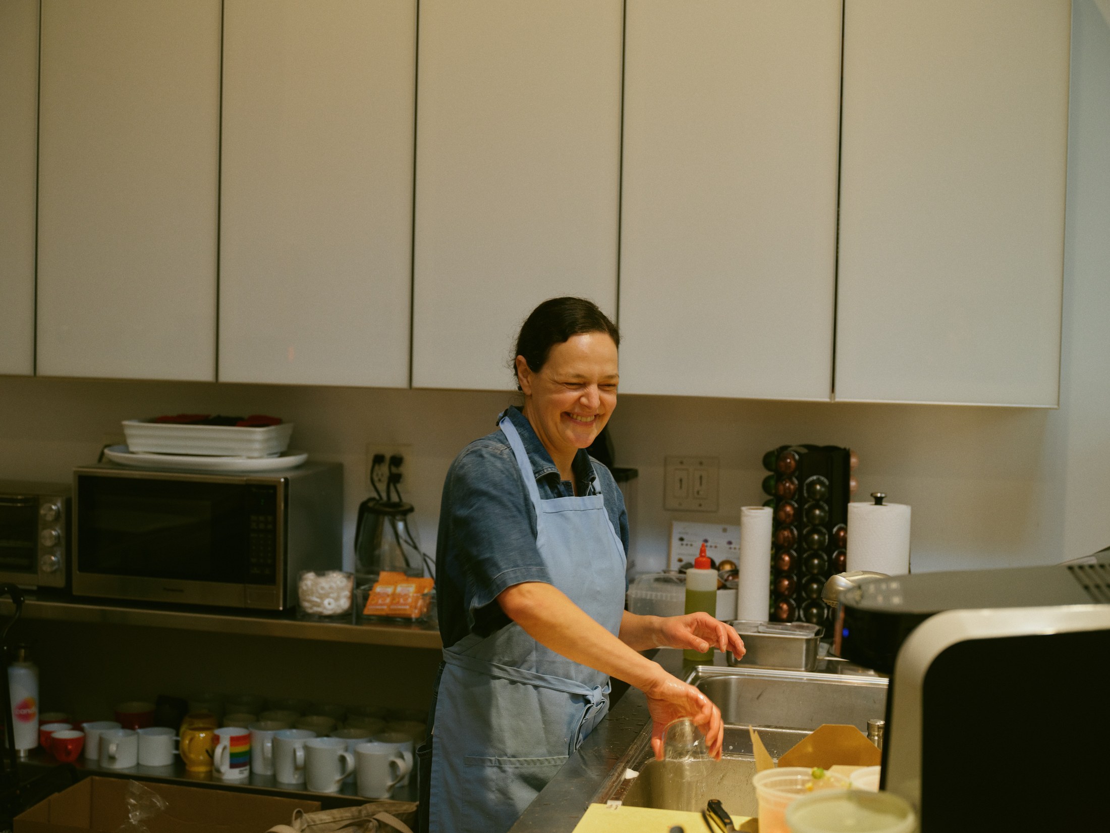 Preparing food in the kitchen during the gathering